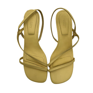 Simkhai 'Cedonia' Yellow Leather Simkhai Logo Stud Strappy Kitten Heel Sandals Size 7