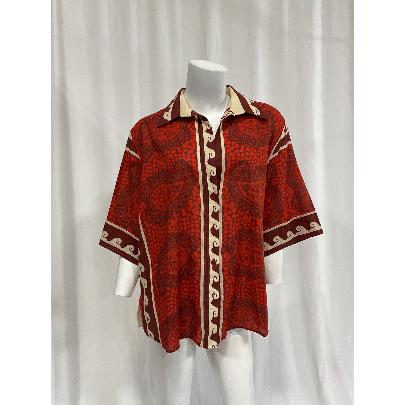 Johanna Ortiz 'Paisley Situation' Red Short Sleeve Shirt Size 4