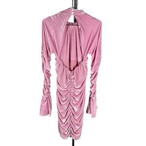 Blumarine Ruched Pink Mockneck Dress Size 10