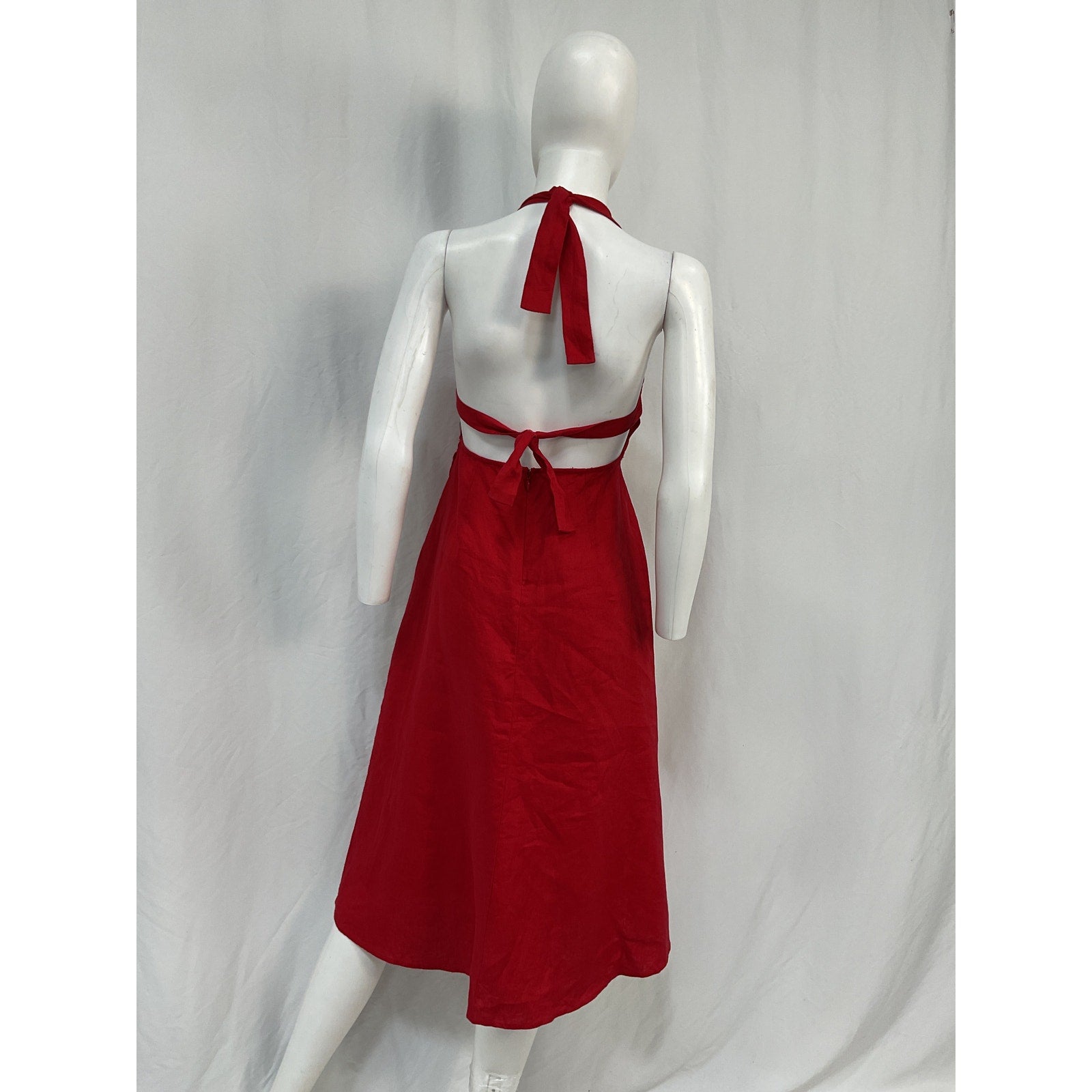Reformation 'Mar' Red Linen Midi Dress Size 0