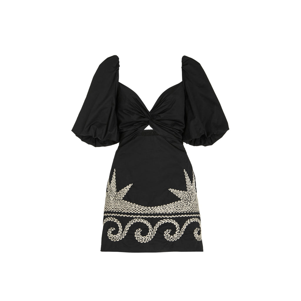 Johanna Ortiz Simple Pleasures Black Cotton Stretch-Cotton Mini Dress Size S