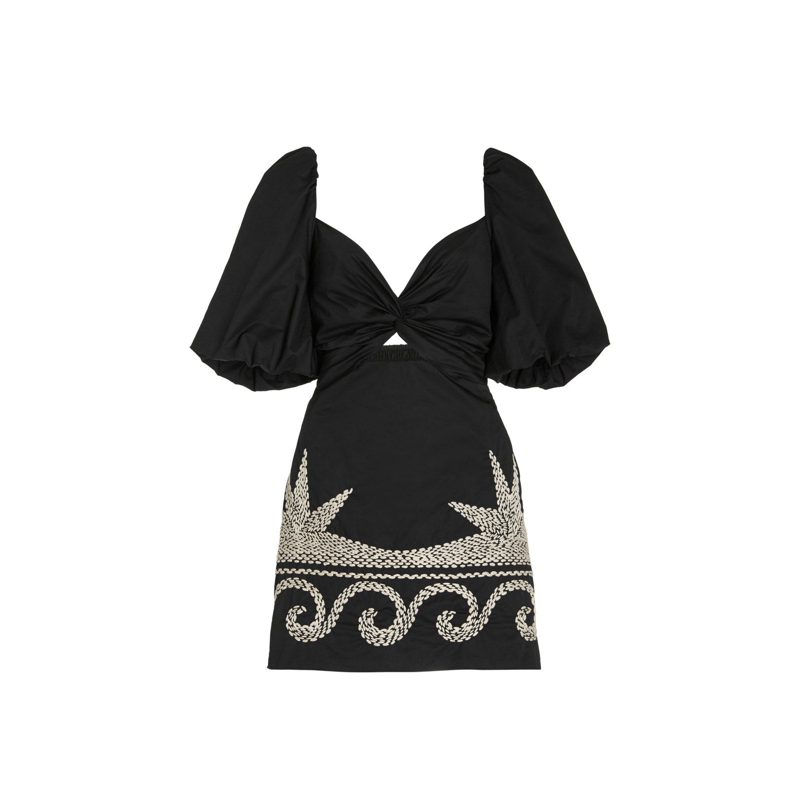 Johanna Ortiz Simple Pleasures Black Cotton Stretch-Cotton Mini Dress Size S
