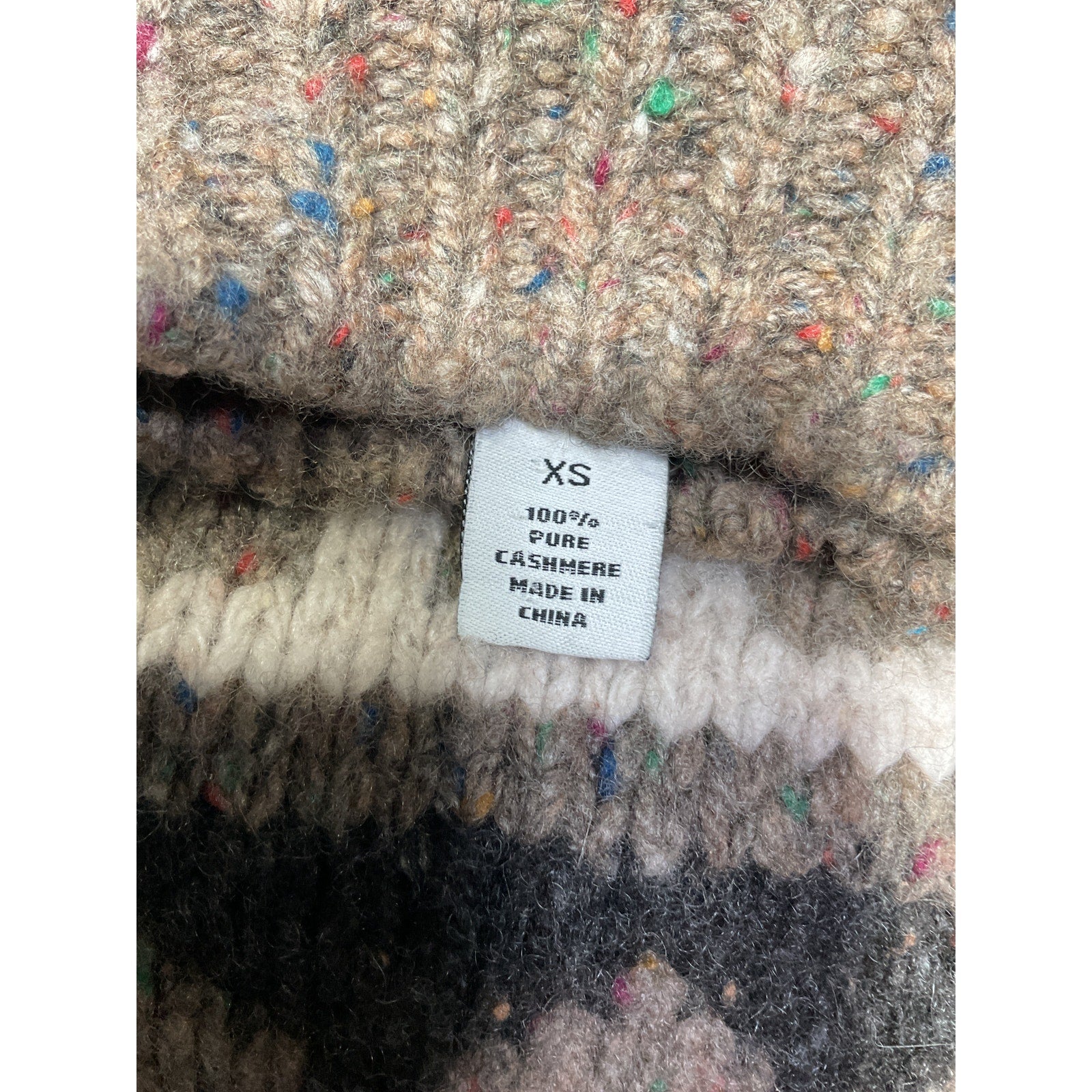 Autumn Cashmere 'Fair Isle' Brown Cashmere Cashmere Turtleneck Sweater Size XS