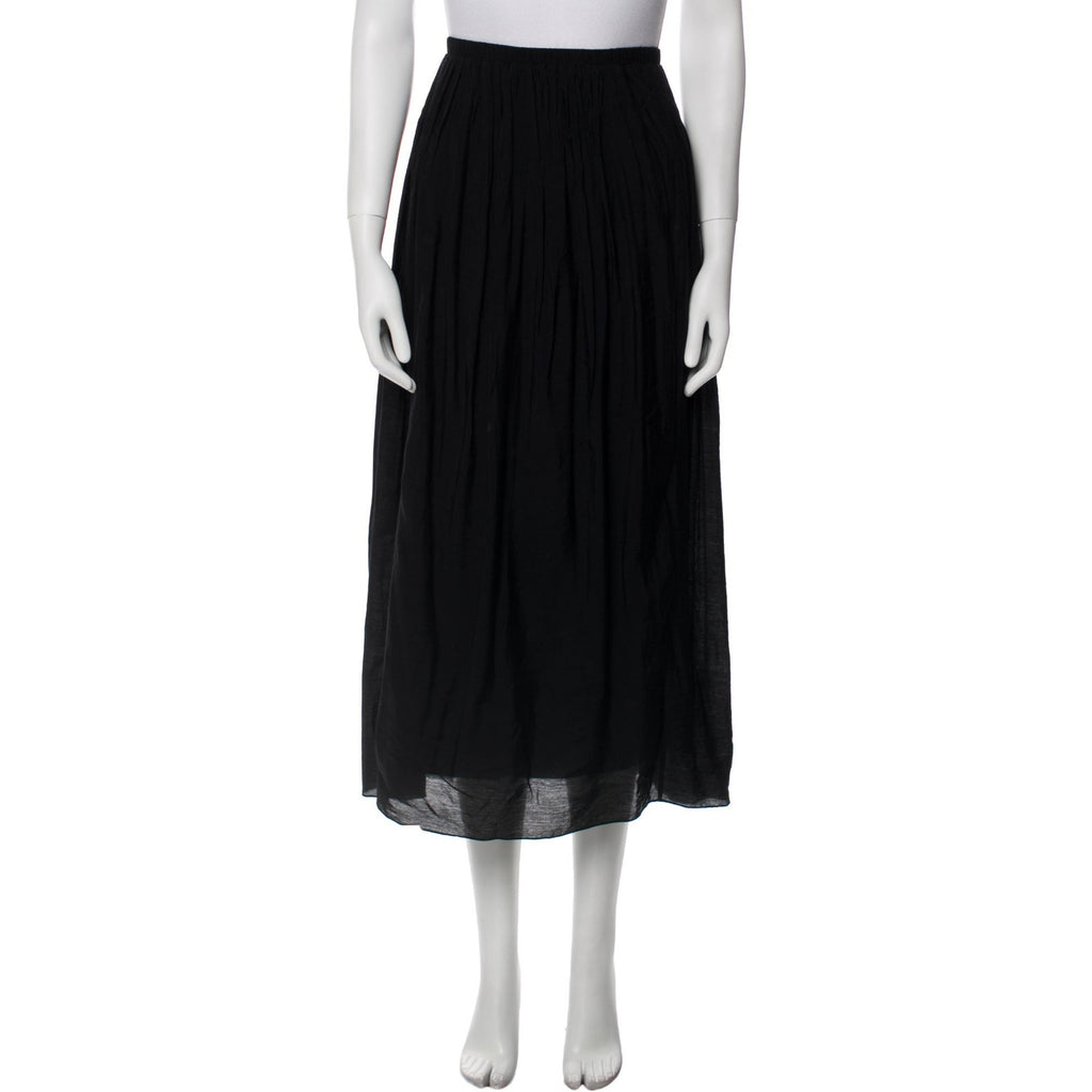 Anna October Black Viscose Ruffle Embellishment Midi Length Skirt Size XS