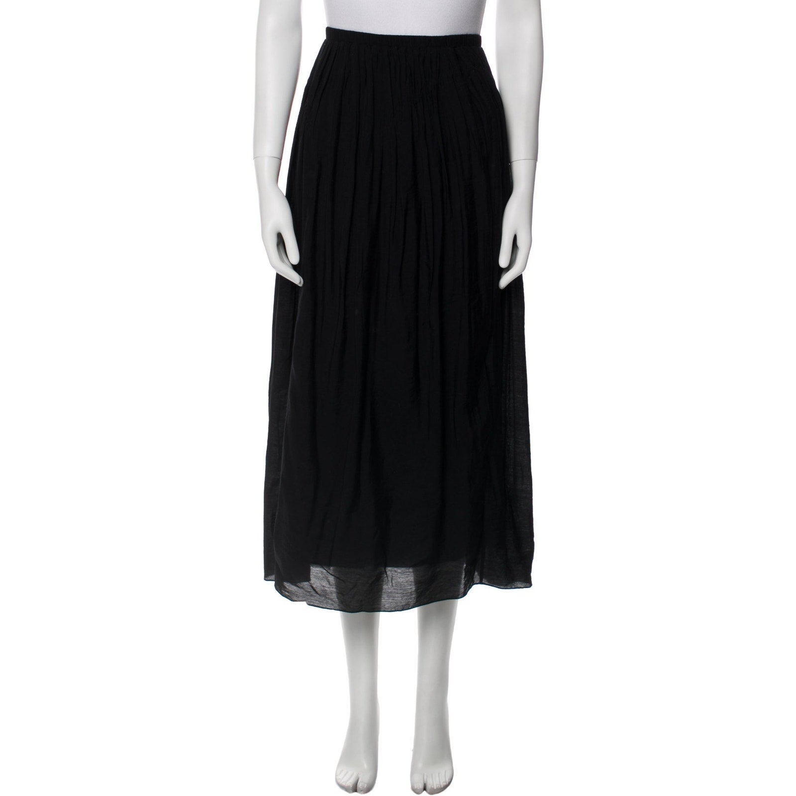 Anna October Black Viscose Ruffle Embellishment Midi Length Skirt Size XS