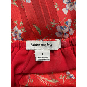 Sabina Musayev 'Hawaii' Halterneck Red Satin Blend Dress Size L