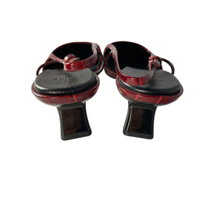 Vince Sleek Red Currant Croc Bianca Slingback Pumps Size 10