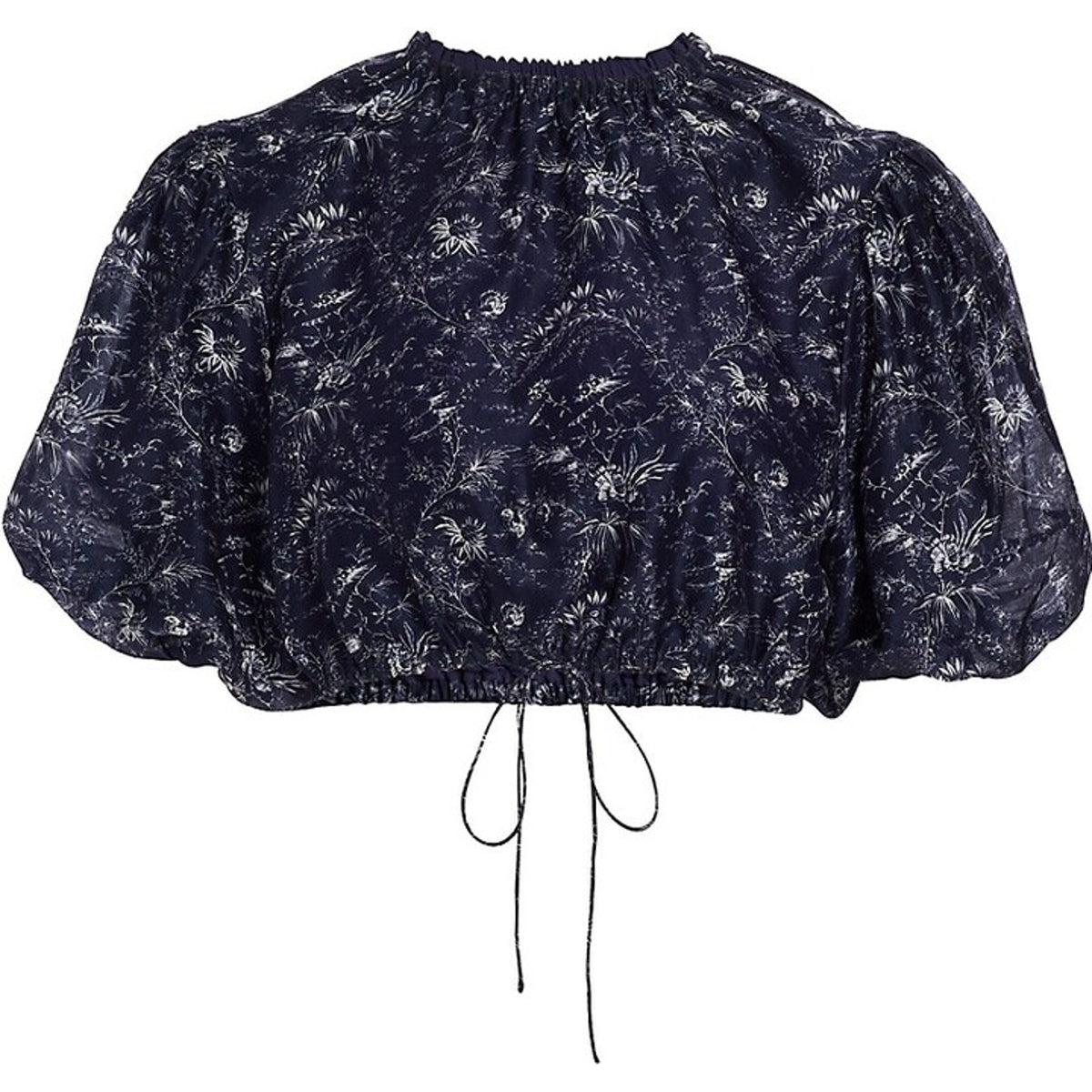 Sir. 'Caprice' Black Puff-Sleeve Cropped Cotton Top Size 4