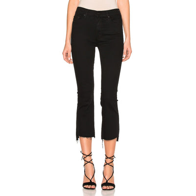 Mother High Rise Black Insider Crop Step Fray Denim Jeans Size 25