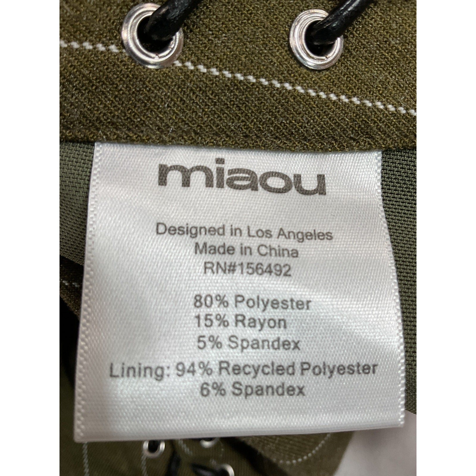 Miaou 'Vallois' Green Cowl Neck Wool Blend Corset Blouse Size XS