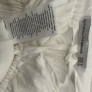 Faithfull The Brand Shirred Linen Midi White Francesca Dress Size M