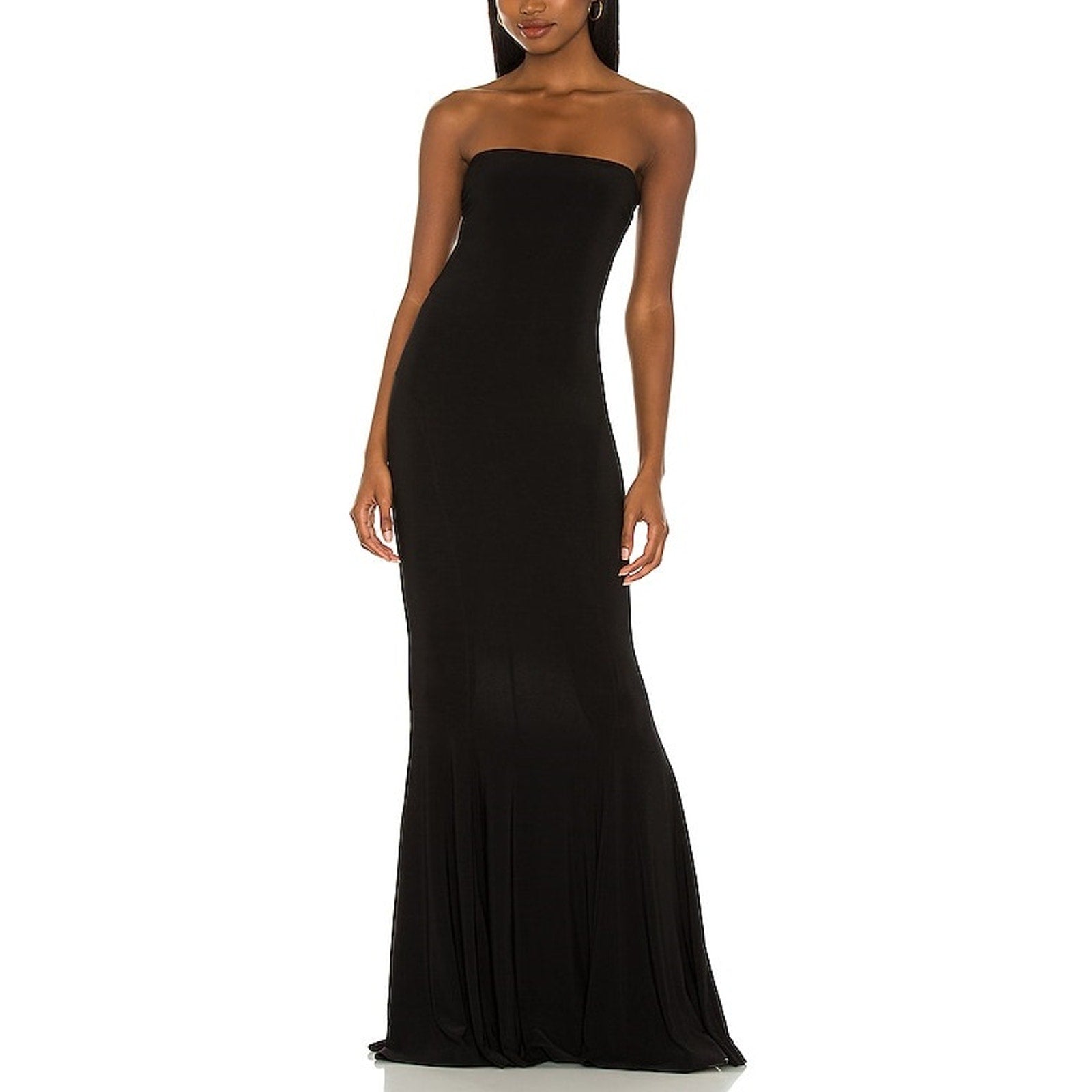 Norma Kamali X Revolve Strapless 'Fishtail' Black Polyester Gown Size S