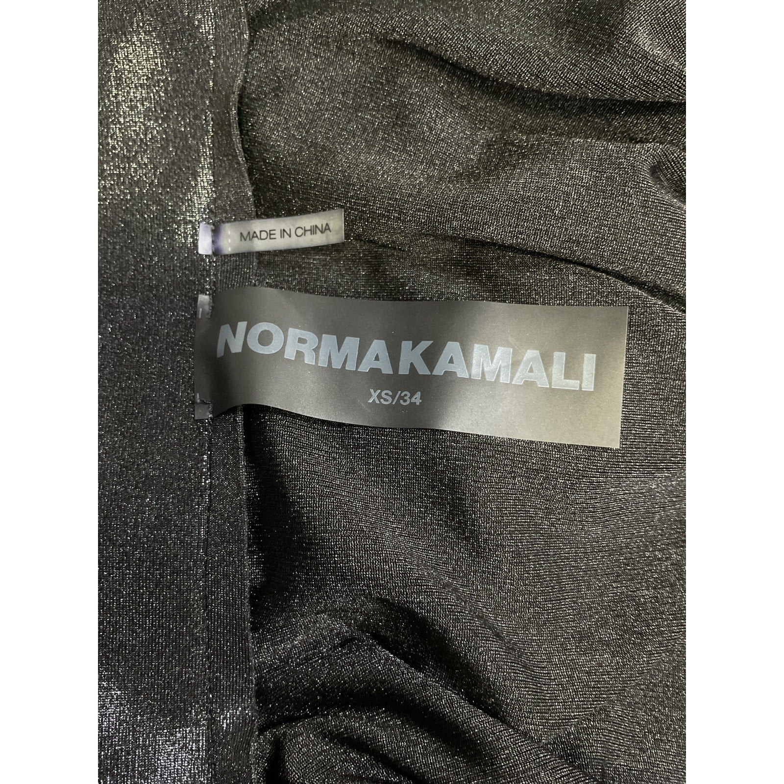 Norma Kamali 'Boyfriend' Black Plunge Neck Shirred Shirt Dress Size XS - NWT