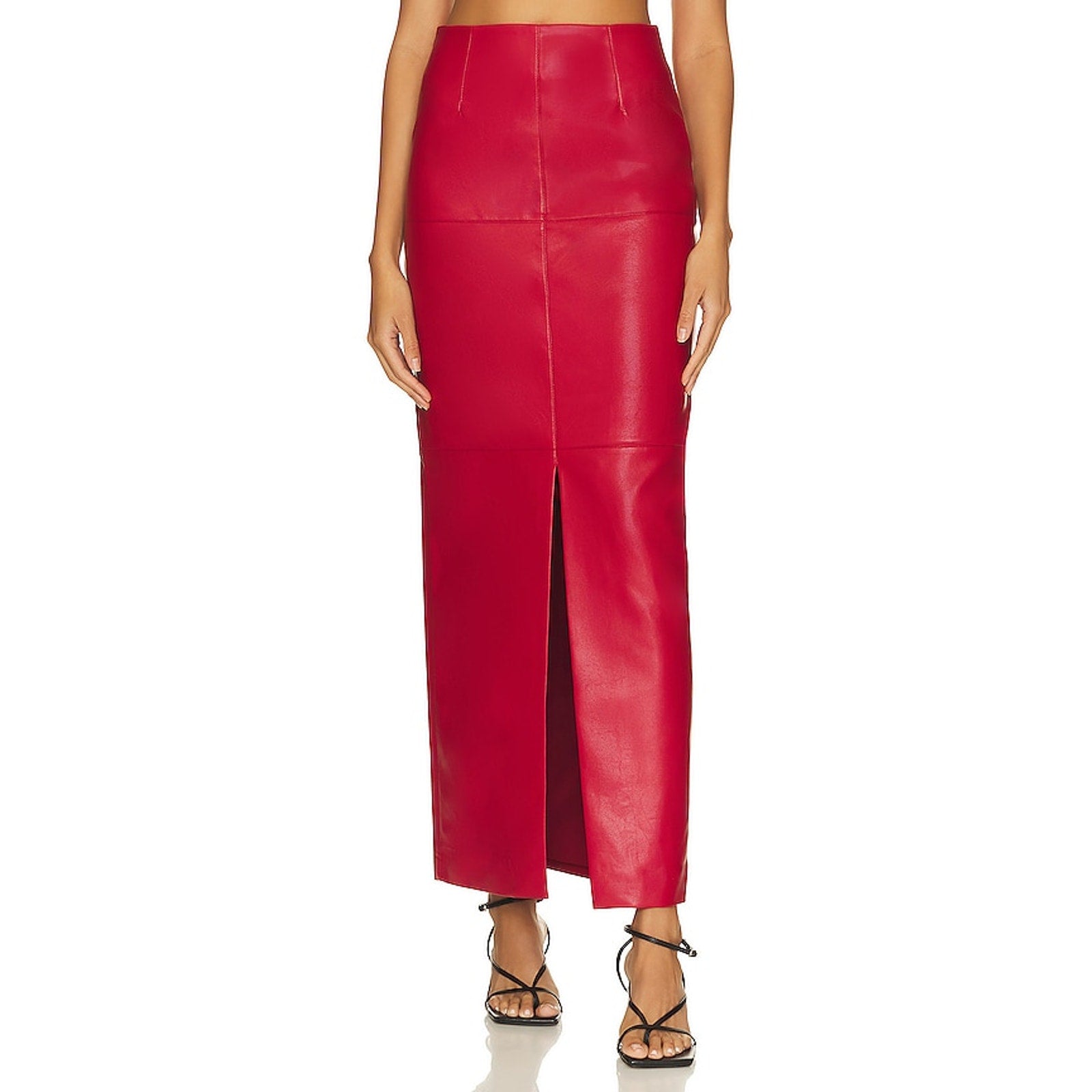 Nicholas 'Enid' Red Polyurethane Maxi Skirt Size 0