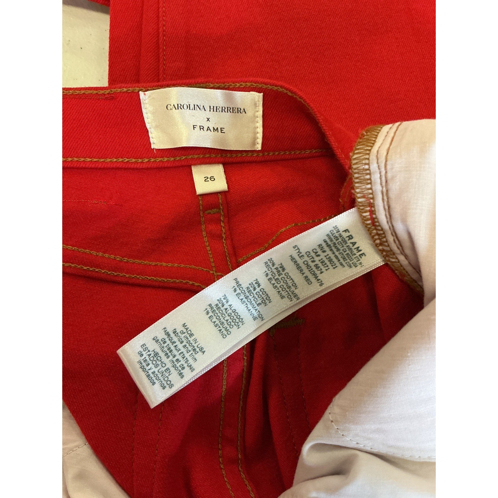 Frame 'The Taper' Red Cotton Herrera Denim Jean Size 26