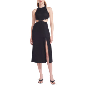 Staud Cutout Black Delamore Midi Dress Size 00
