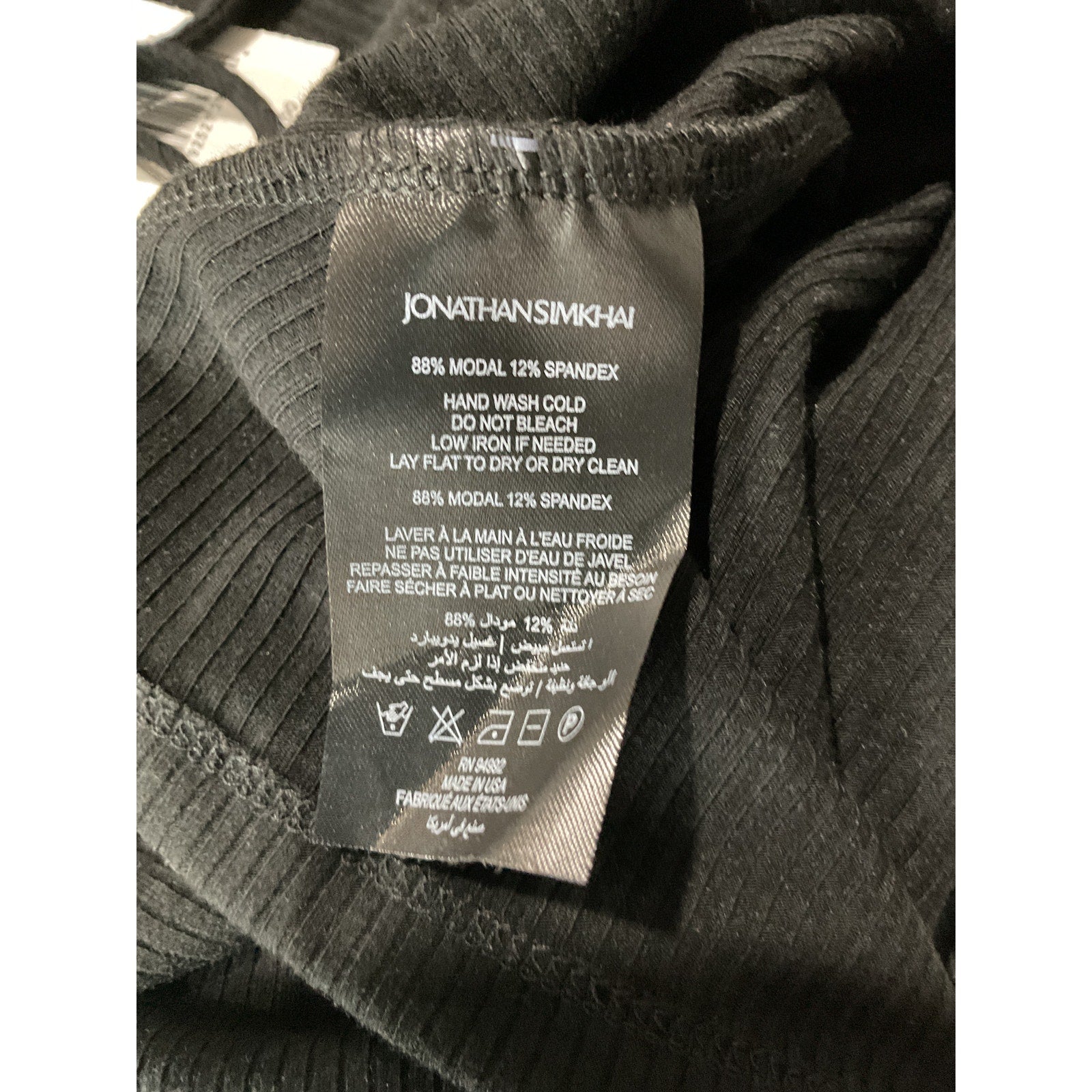 Jonathan Simkhai 'Merritt' Black Spandex Long Sleeve Top Size M - NWT