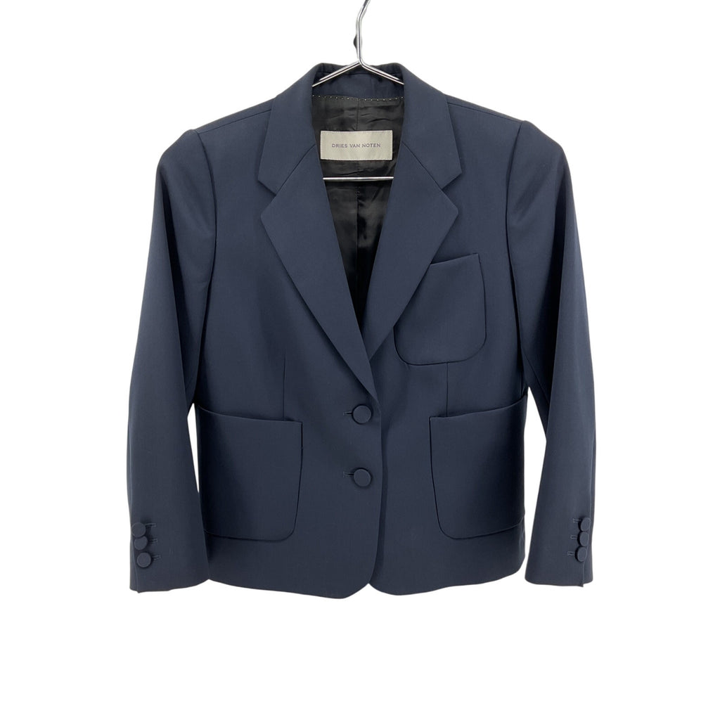 Dries Van Noten Navy Viscose Wool Blazer Size EU 34 / US 4