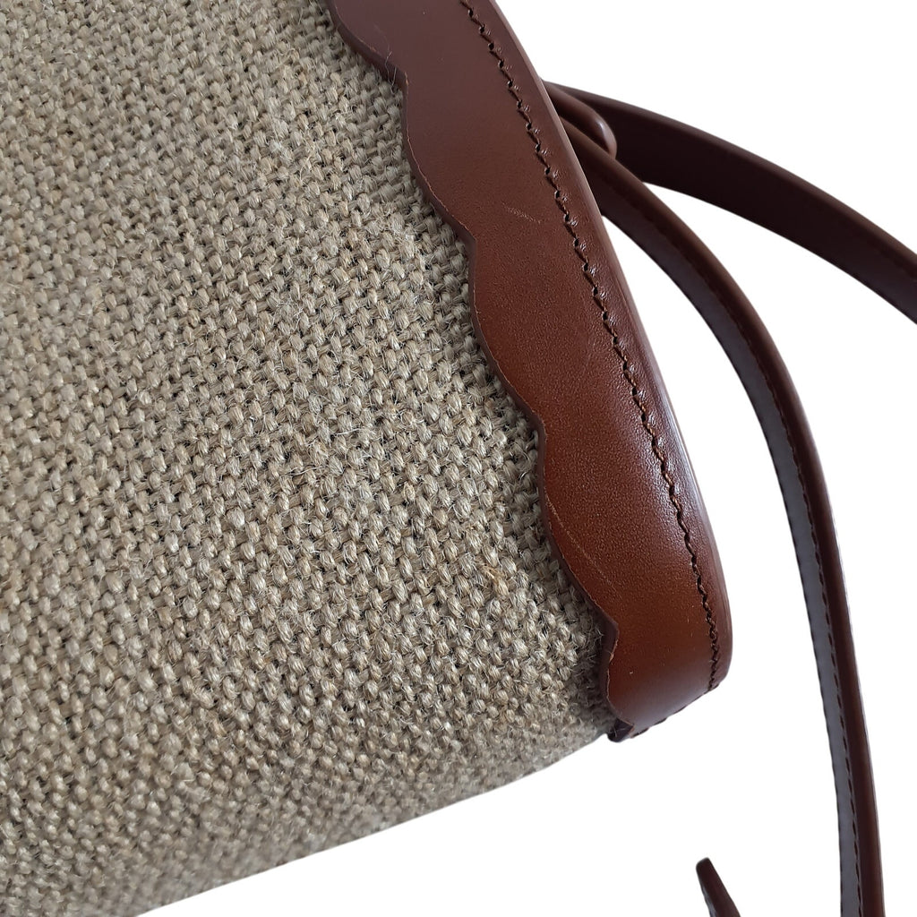 A.P.C. 'Demi-Lune' Tan Leather Jute Shoulder Bag