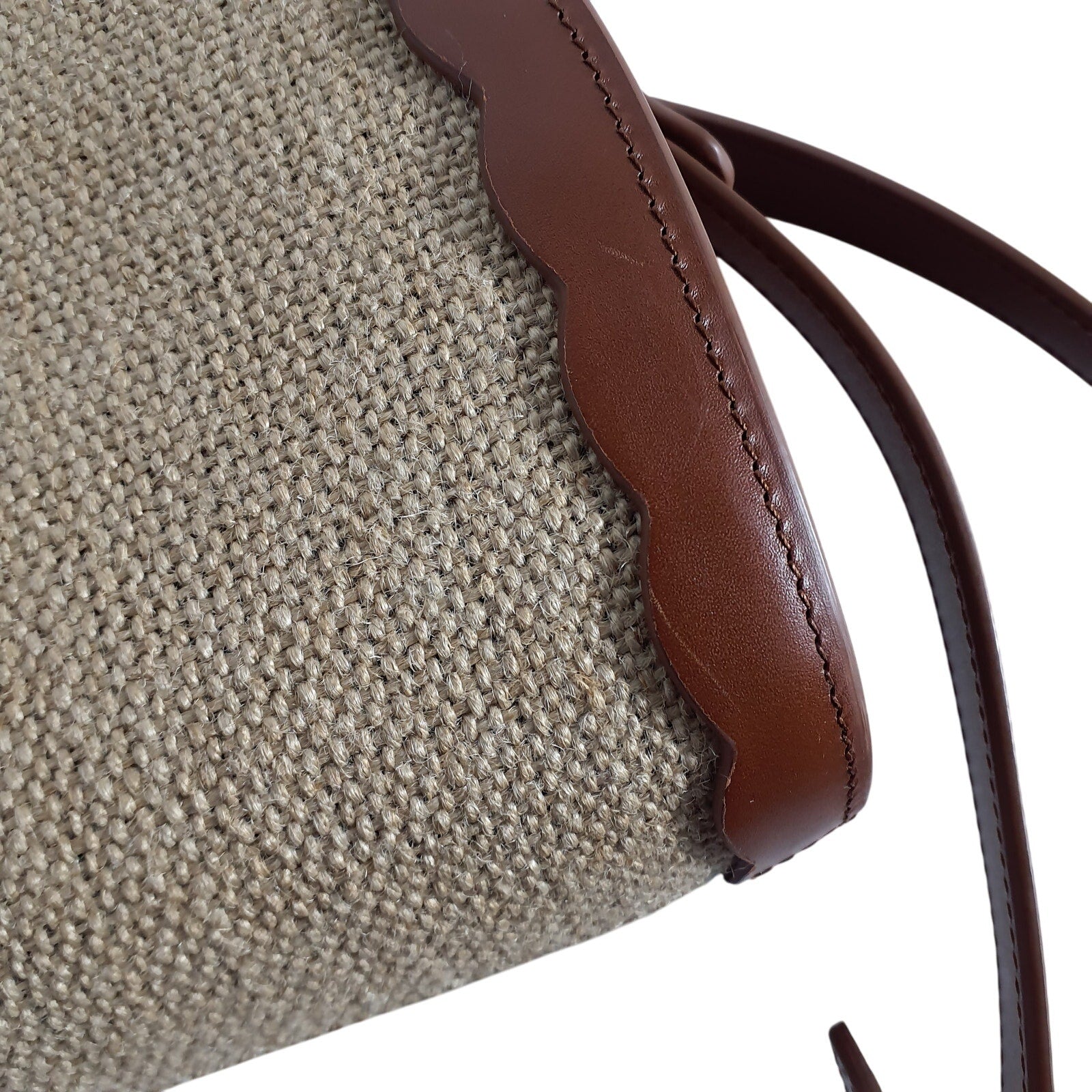 A.P.C. 'Demi-Lune' Tan Leather Jute Shoulder Bag
