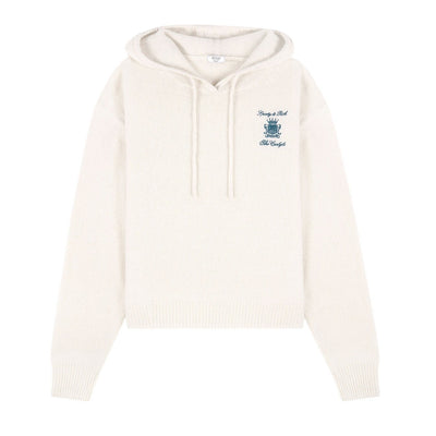 Sporty & Rich Cozy Cream Carlyle Crest Hoodie Size Small