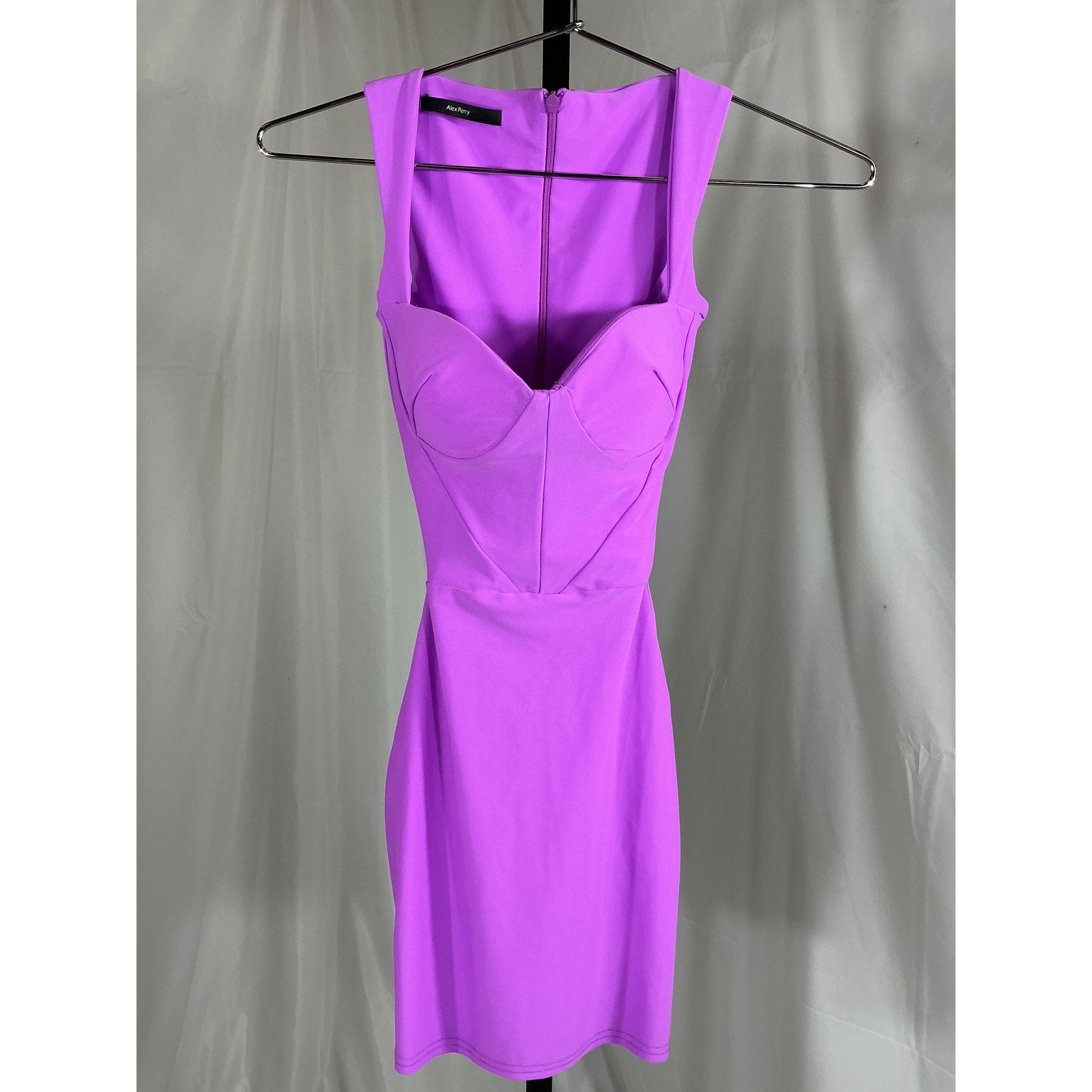 Alex Perry 'Halsey' Purple Polyamide Sweetheart Mini Dress Size 4
