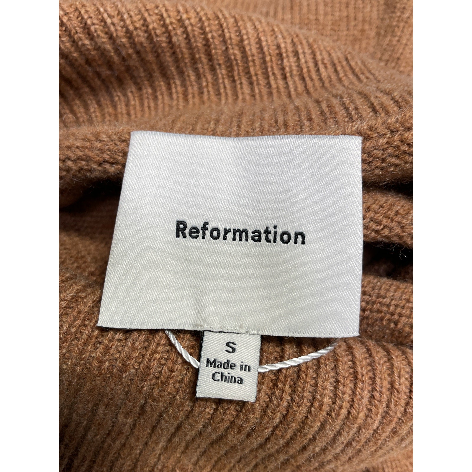 Reformation 'Holland' Brown Cashmere Turtleneck Sweater Dress Size S