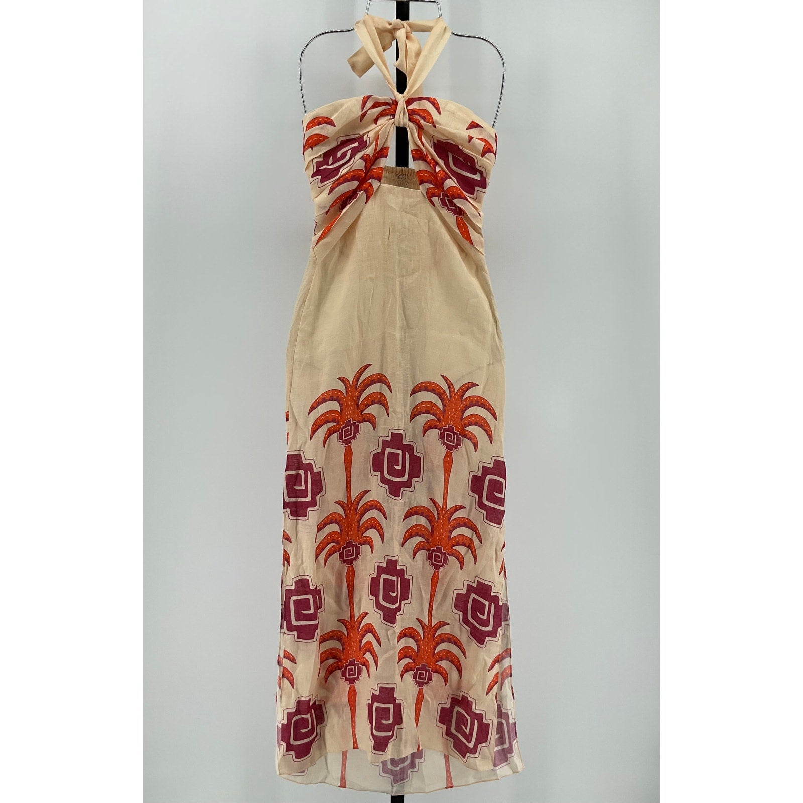 Johanna Ortiz Orange Linen Water Adventure Dress Size 0
