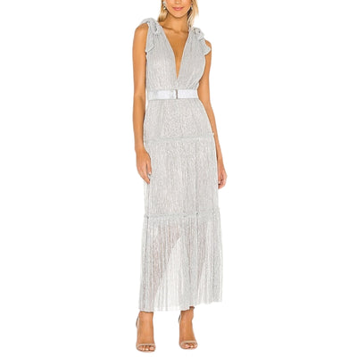 Sabina Musayev Shimmery Silver Helena Dress Size S