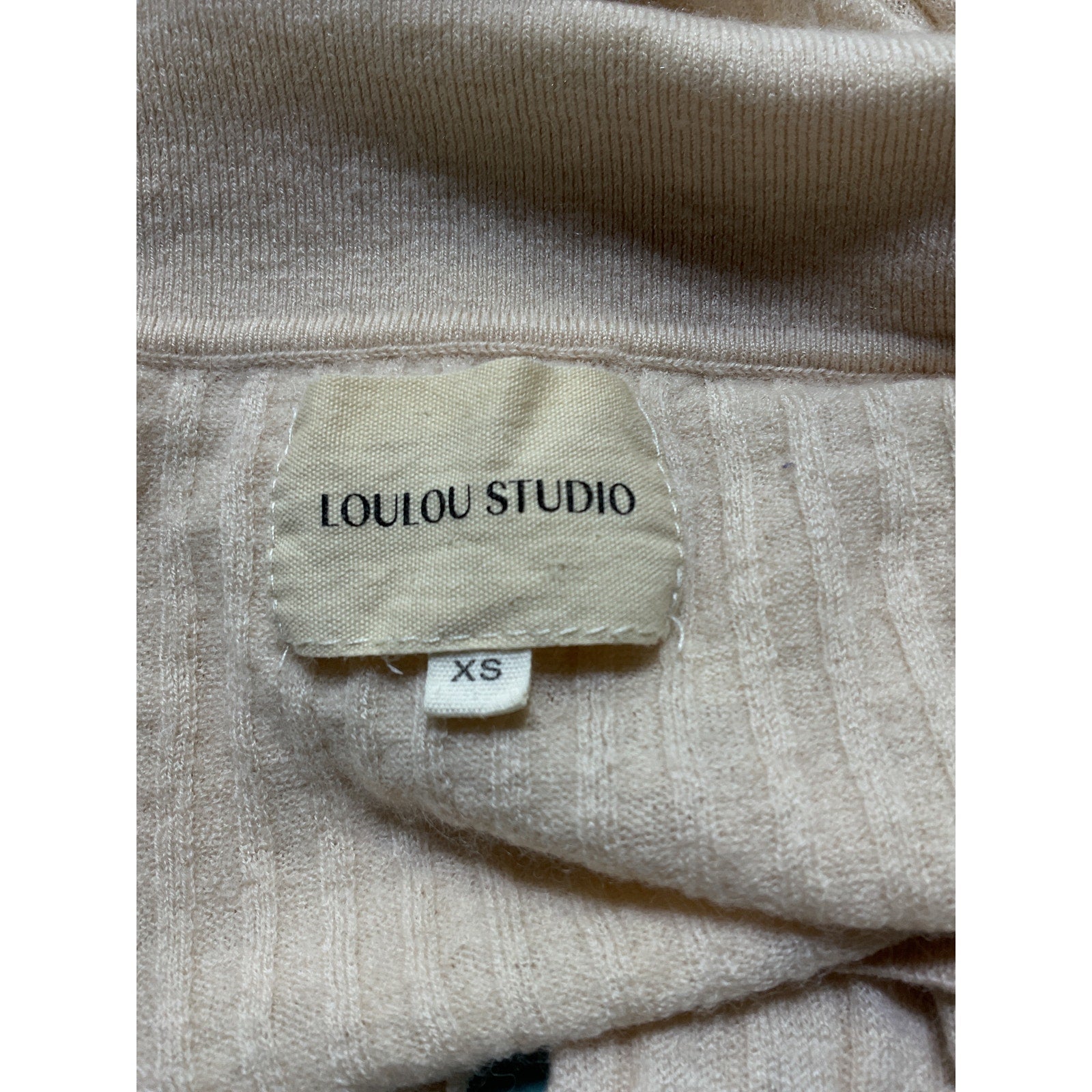 Loulou Studio 'Biola' Beige Ribbed Wool And Cashmere Blend Top Size XS