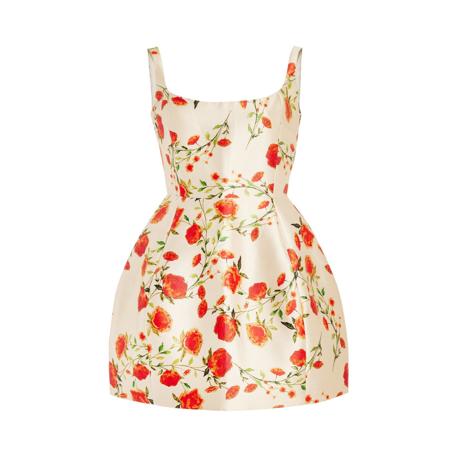De La Vali Lola Floral Ivory Polyester Satin Twill Mini Dress Size 10