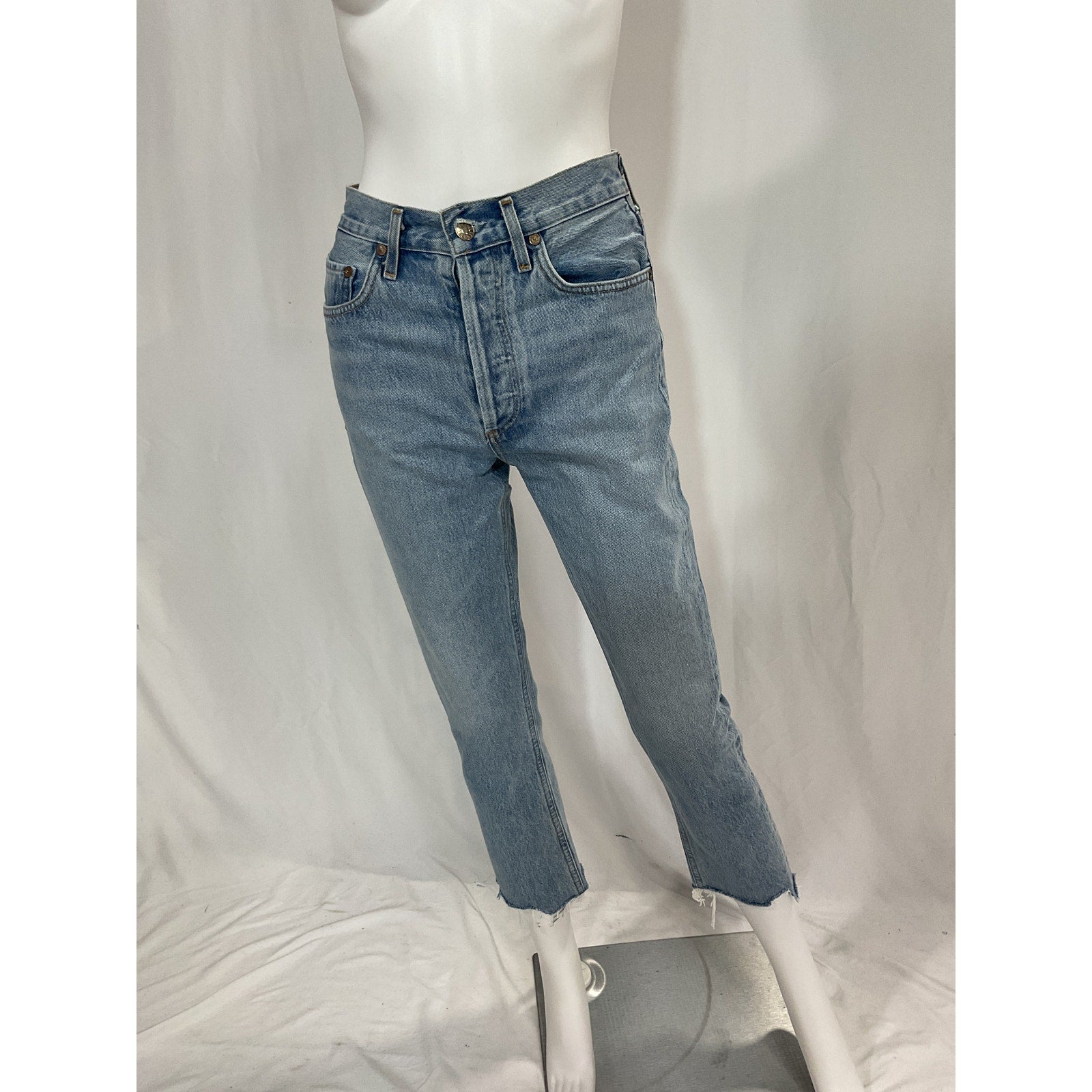 Agolde 'Riley' Blue High Rise Straight Crop Denim Jean Size 25 - NWT