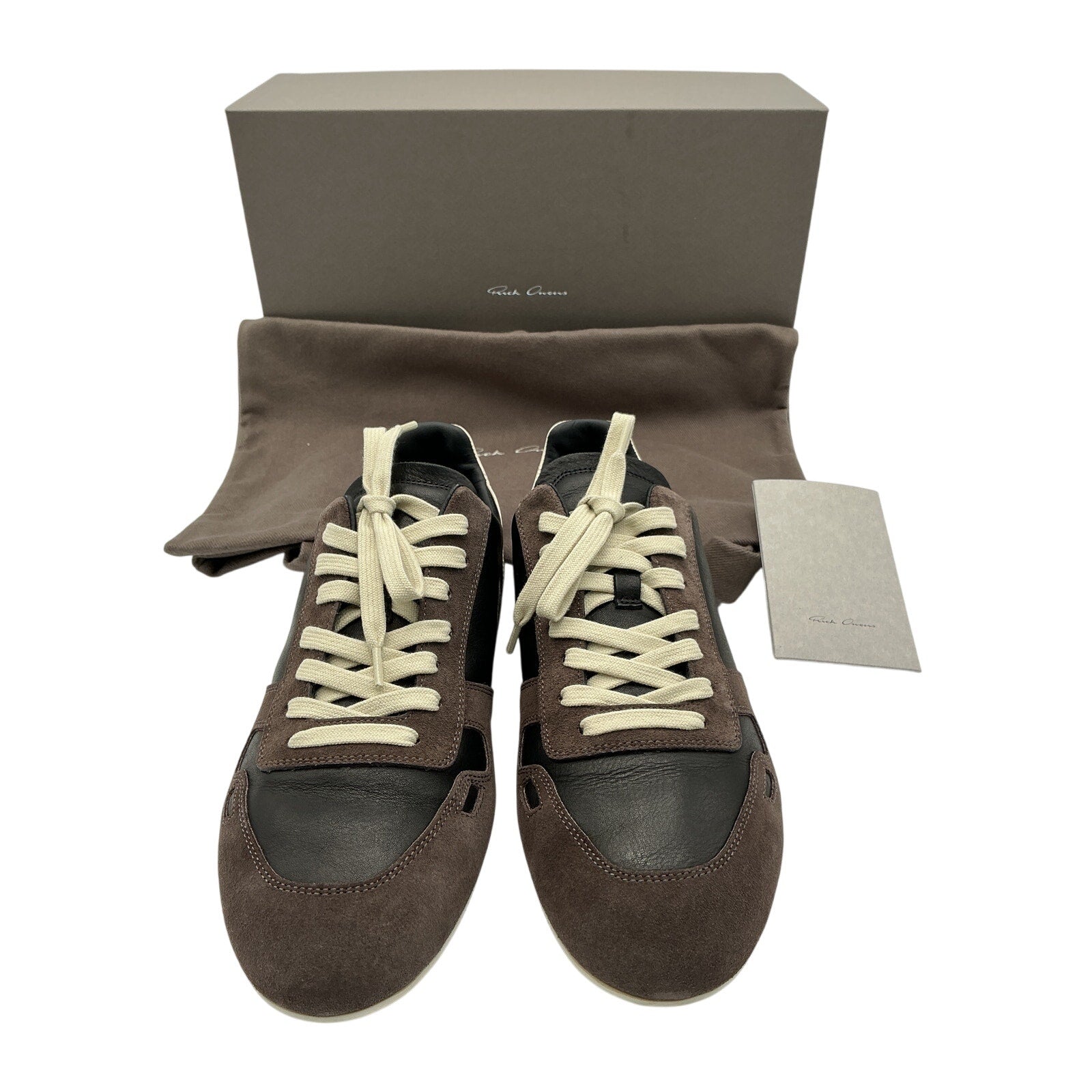 Rick Owens Brown Suede And Leather Sneakers Size 9