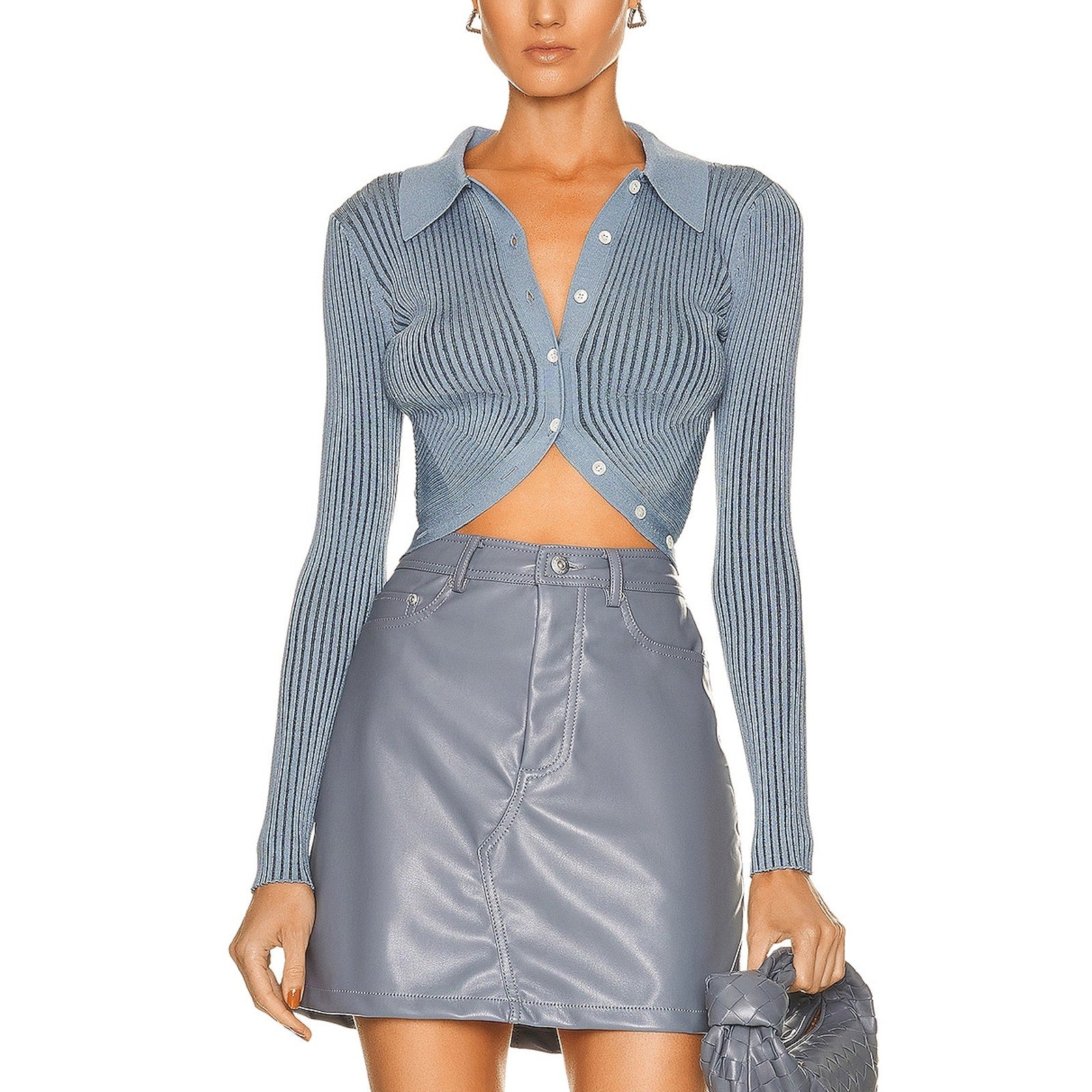 Simkhai 'Sol' Blue Rayon Crop Top Size XS