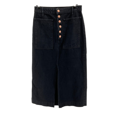 Ulla Johnson Classic Black Bea Denim Midi Size 6 Skirt