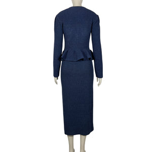 Self-Portrait Chic Navy Peplum Midi Dress Size M