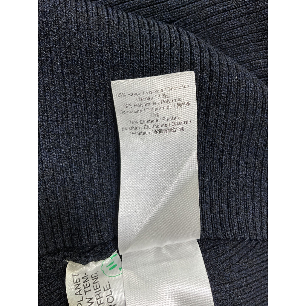 Ganni Wrap-Effect Ribbed-Knit Blue Rayon Mini Dress Size S