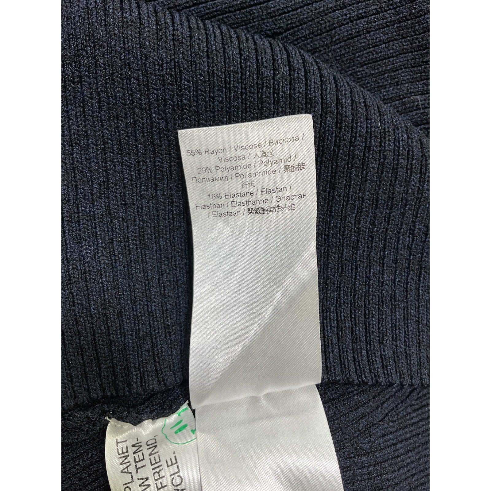 Ganni Wrap-Effect Ribbed-Knit Blue Rayon Mini Dress Size S