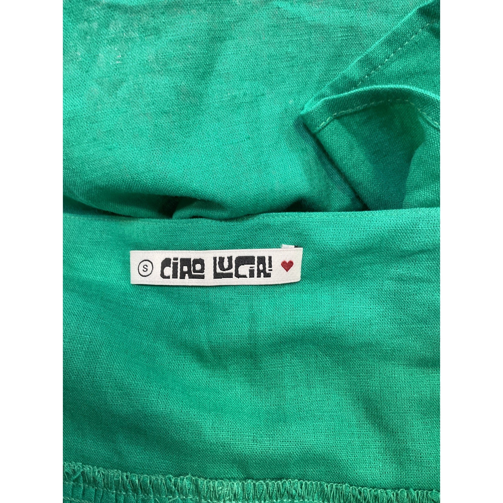 Ciao Lucia 'Corina' Green Linen-Cotton Top Size S