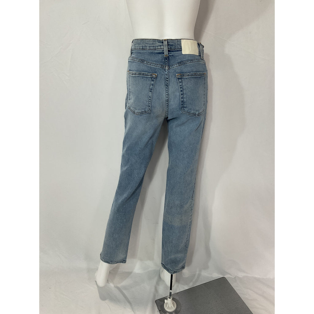 Grlfrnd 'Cassidy' Blue Mid Rise Straight Denim Jean Size 25