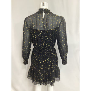 Intermix 'Andressa' Black Metallic Silk Mini Dress Size 10