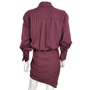 Retrofete Pinstriped Burgundy Narine Mini Dress Size S