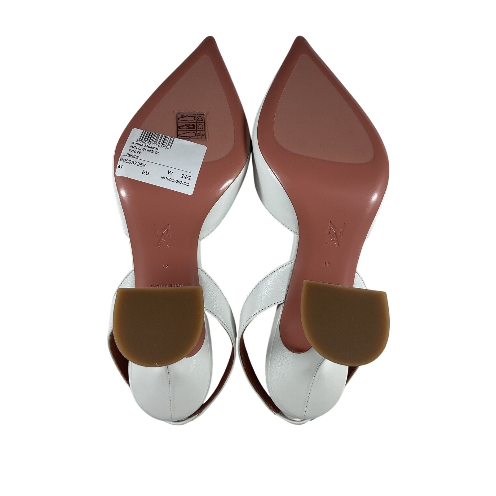 Amina Muaddi 'Holli' White Leather 95 Leather Slingback Pumps Size 41