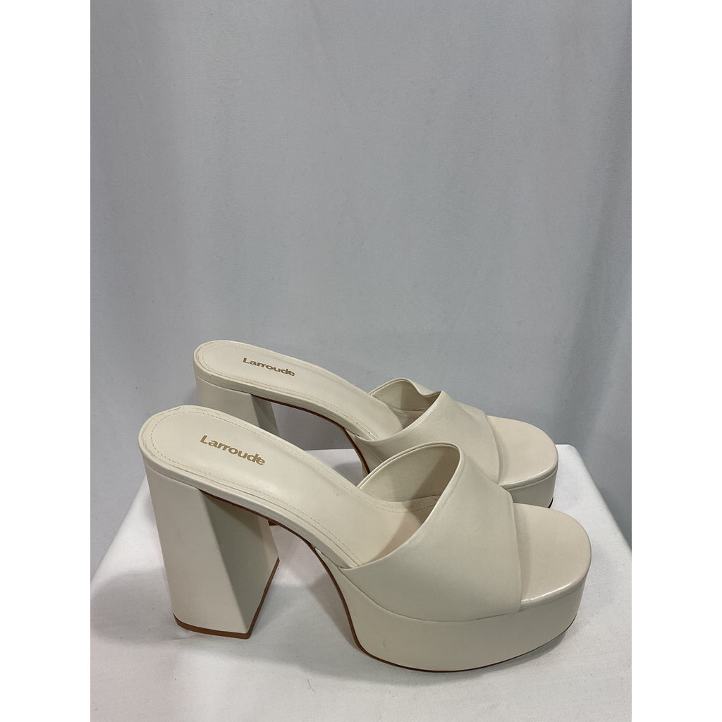 Larroude 'Dolly' White Leather Mule Size 10