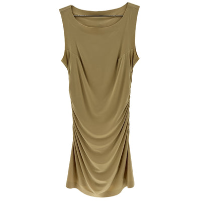 Norma Kamali Ruched Beige Pickleball Dress Size S