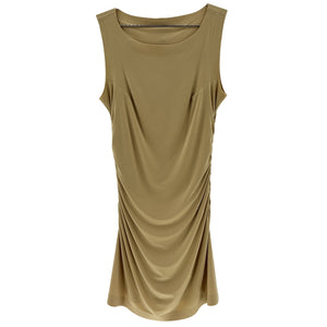 Norma Kamali Ruched Beige Pickleball Dress Size S