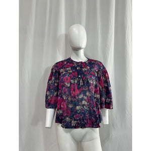Isabel Marant �toile 'Miranda' Purple Floral Cropped Short Sleeve Top Size 36