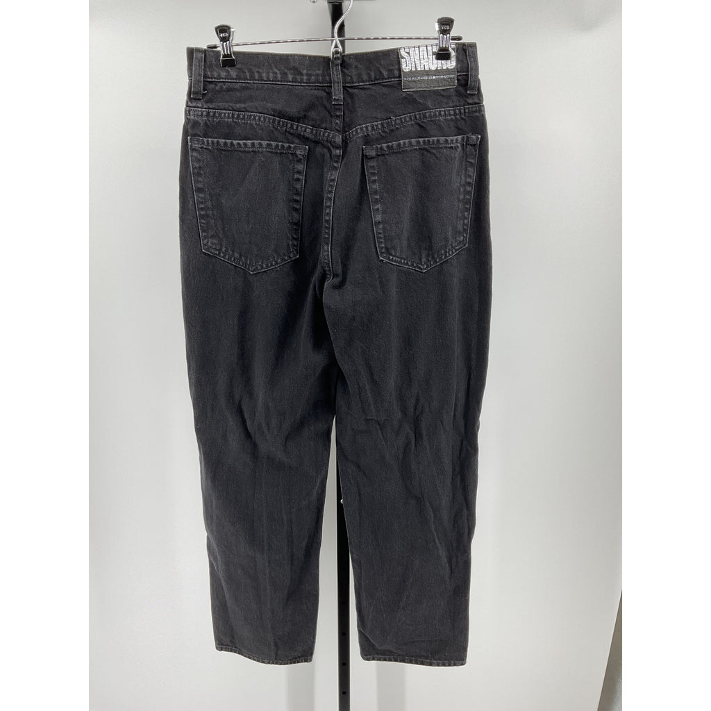 Mother High Waisted Black Cotton Double Stack Hover Size 30