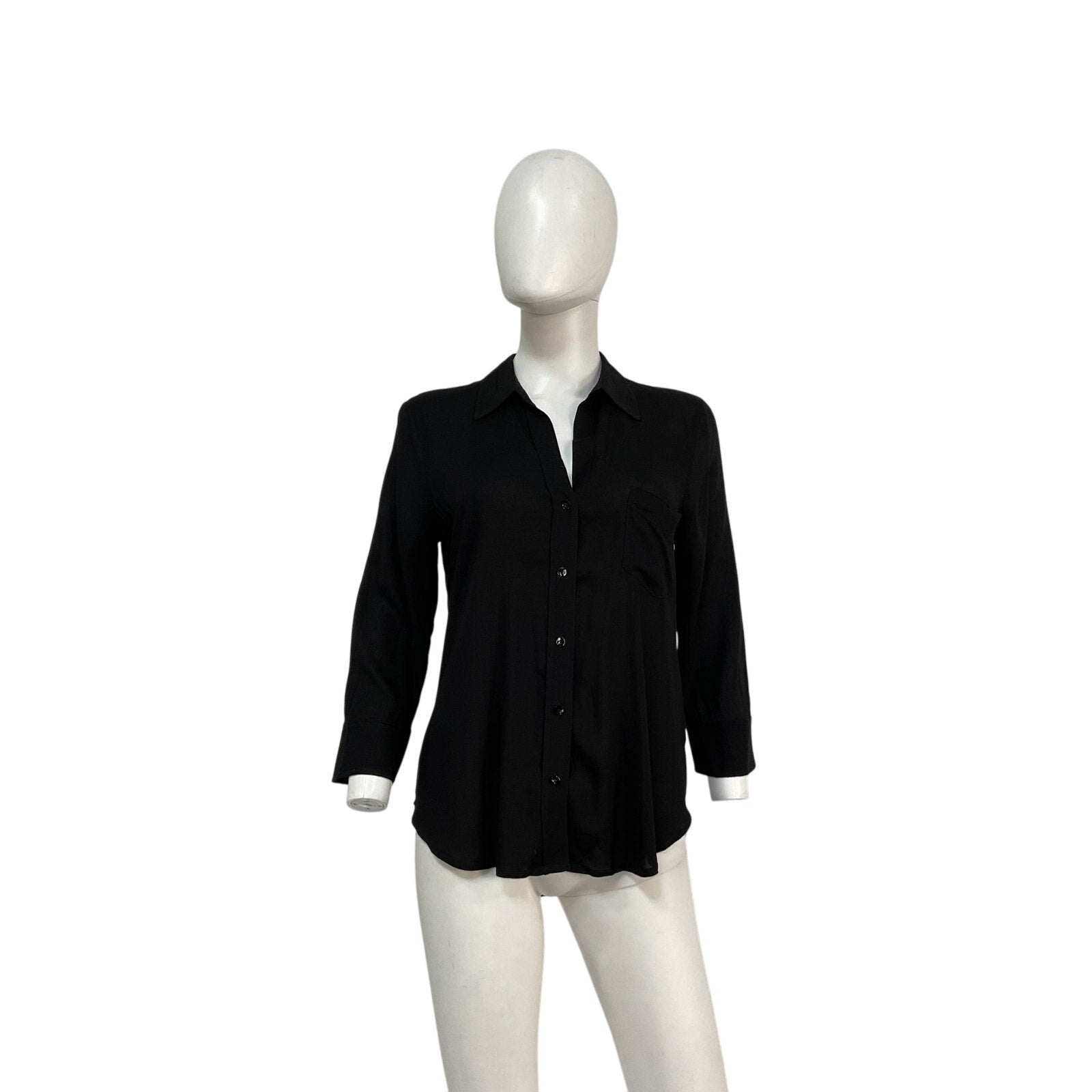 L'Agence Black Viscose Ryan Three-Quarter Sleeve Blouse Size S