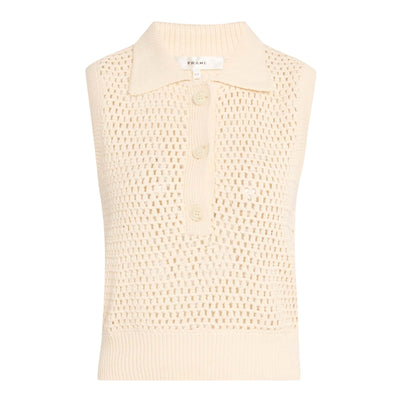 Frame Crochet Cream Polo Sweater Vest Size M NWT